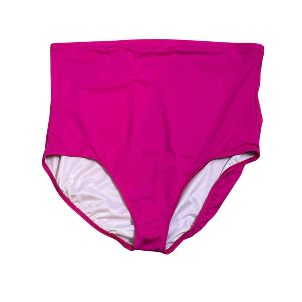 Lands End Plus Size Hot Pink High Rise Control Top Swim Suit Bottoms 24W